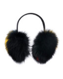 Janine Leather & Fur Earmuffs, Black/Multi