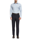 Phi Flat-Front Wool Trousers, Navy
