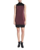 Vivienne Chiffon Colorblock Shift Dress, Port