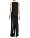 Melody Sleeveless Ponte Column Gown, Black