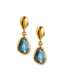 Amorphous Blue Topaz Earrings in 24K Gold