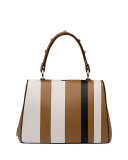 Baiadera Arcade-Stripe Frame Satchel Bag, Camel/White/Black (Caramel+Bianco+Nero)