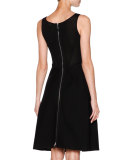 Sleeveless Fit-&-Flare Knit Dress, Black