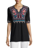 Mina Boho Embroidered Easy Top