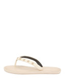 Fiona Studded Thong Sandal, Nude