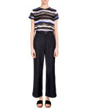 High-Waist Wide-Leg Ankle Pants, Indigo