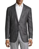 Nobis Oversized Melange Slim-Fit Sport Coat, Black/Gray