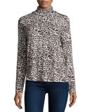 Animal-Print Long-Sleeve Turtleneck