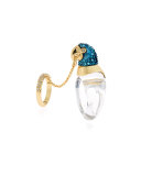 Chained Crystal Parrot Ring, Size 7