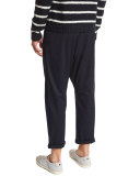 Drop-Rise Cropped Drawstring Pants, Navy