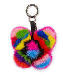 Mink Fur Rainbow Butterfly Bag Charm, Multicolor