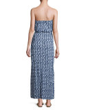 Pahala Sailboat-Print Strapless Maxi Coverup Dress