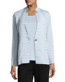 Sliced One-Button Jacket, Light Blue