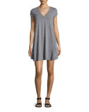 The V-Neck Trapeze Dress, Heather Grey