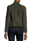 Olivine Suede Open-Front Jacket, Smokey Ash