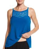 Sami Cutout-Yoke Underwire Tankini Swim Top, Ocean