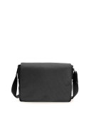 Saffiano Leather Messenger Bag, Black