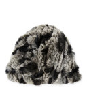 Knit Rabbit Fur Beanie Hat, Chinchilla