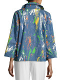 Paint Splash Zip-Front Denim Jacket 