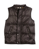 Carlton Hooded Puffer Vest, Charcoal Gray, Size 4-14