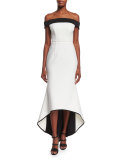 Off-The-Shoulder Two-Tone Gown, Whip Cream