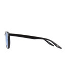 Men's Rainey Round Top-Bar Sunglasses, Black/Blue