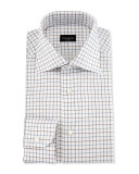 Multicolor Box-Check Dress Shirt, Brown/Blue