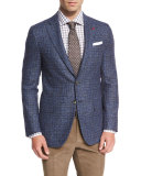 Melange Two-Button Sport Coat, Blue/Charcoal