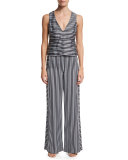 Jones High-Rise Striped Wide-Leg Trousers