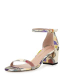 Simple Printed Jacquard Chunky-Heel Sandal, Canary