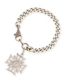 Curb Chain Bracelet with Diamond Maltese Cross Charm