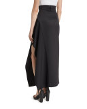 Kaya Draped Satin Skirt, Black