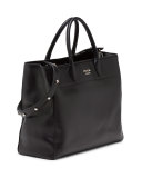 City Calfskin Tote Bag with Studded Strap, Black (Nero)