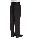 Parker Flat-Front Super 150's Trousers, Black