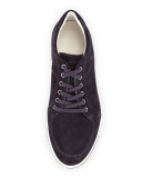 Perforated Suede Low-Top Sneaker, Blue