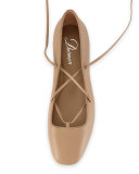 Faith Lace-Up Ballerina Flat, Sand Dune