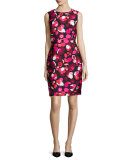 sleeveless floral-print cocktail sheath dress