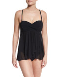 Tutti Frutti Bandeau Flyaway One-Piece Swimsuit, Black