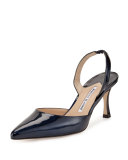 Carolyne Patent Mid-Heel Halter Pump, Navy