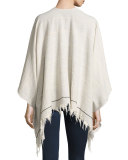 Summer Stripe Cotton Open-Front Poncho, Light Gray