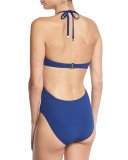 Solid Wrap-Front One-Piece Swimsuit