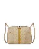 Floral-Embroidered Intrecciato Crossbody Bag