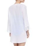 Embroidered-Inset Tunic Coverup