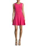 Paulie Sleeveless Scalloped Fit-and-Flare Dress, Pink