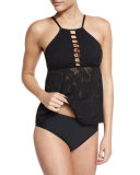 Sahara Palm Cyprus Tankini Swim Top, Black