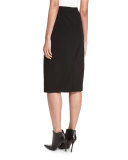 Crepe Pencil Skirt, Black