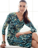 3/4-Sleeve Snake-Print Sheath Dress