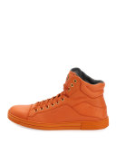 Stephen 2 Calfskin High-Top Sneaker, Orange