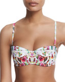 Chloe Floral-Print Bandeau Underwire Swim Top (Available up to D Cup), Rainforest