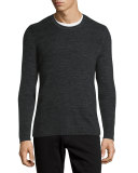 Thermal Long-Sleeve Crewneck T-Shirt, Heather Black